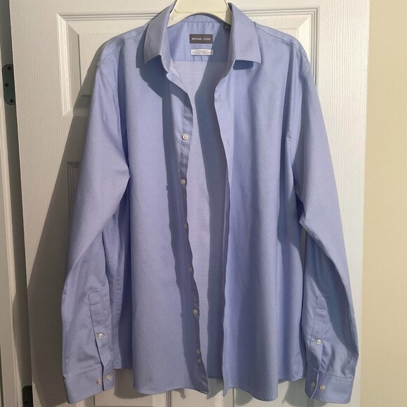 Men's Shirt Michael Kors Light Blue Button Up Long Sleeve Size 17 1/2 - 36/37 - Picture 1 of 4
